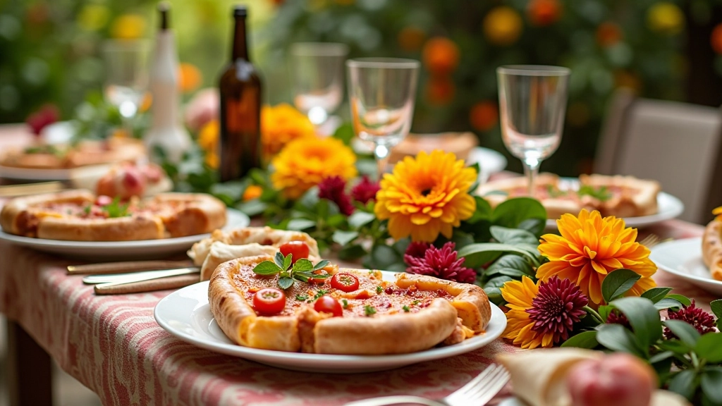 Mesa de Páscoa com pratos leves e coloridos, decoração natural com flores da estação