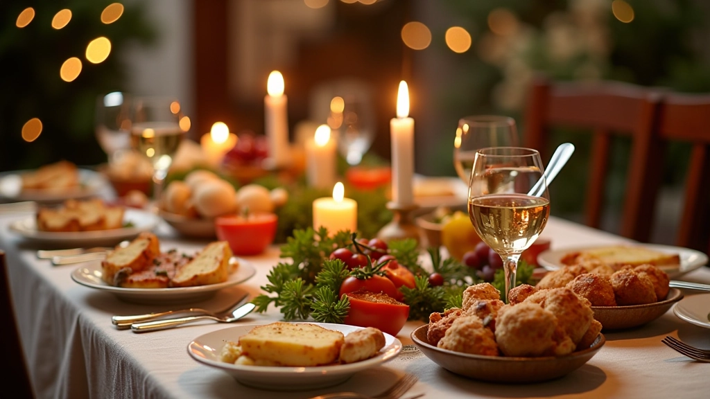 Mesa festiva de Natal com pratos tradicionais portugueses refeitos de forma mais leve e equilibrada