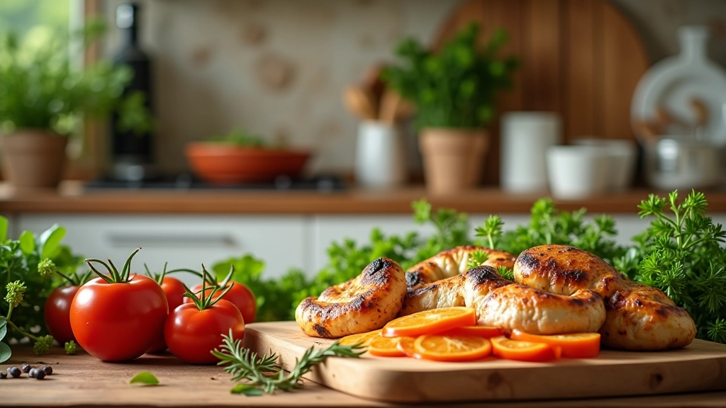 Cozinha portuguesa com ingredientes frescos e preparação de receitas festivas