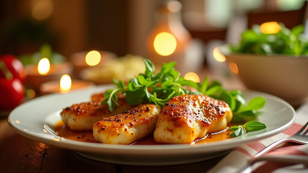 Pratos de Páscoa com cenoura assada, frango cozido e saladas frescas verdes, ambiente luminoso